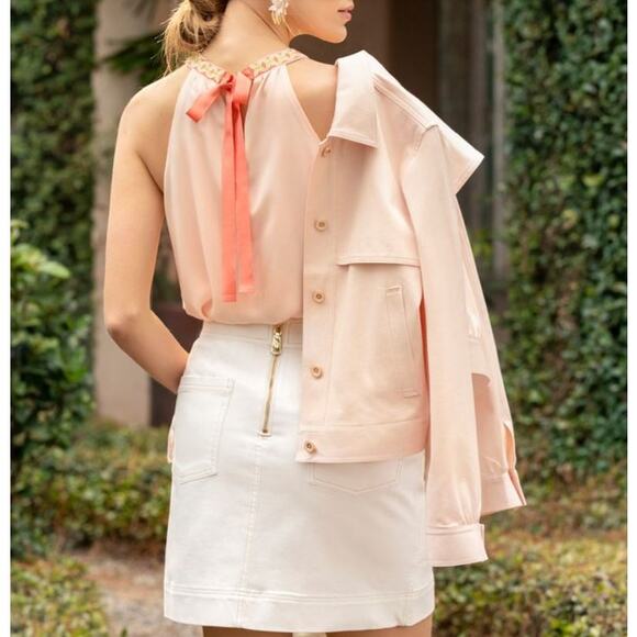 Spartina 449 Tops - NWT Spartina 449 Corynne Silk Halter Top Blouse Tie Back Cami Soft Blush XS